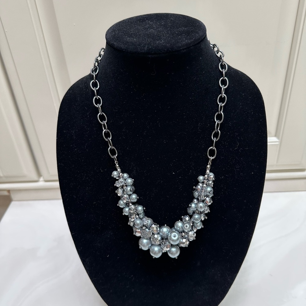 Simply Vera Vera Wang Silver Bead and Light Blue Pearl Cluster Necklace